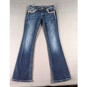 Miss Me‎ Jeans JP7306BV Bootcut Rhinestone Pocket Blue Denim Women's 26 Cowgirl